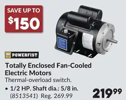 Princess Auto Totally Enclosed Fan-Cooled Electric Motors, 1/2 HP. Shaft dia.: 5/8 in offer