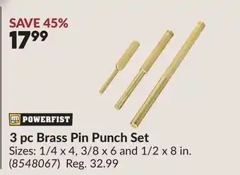 Princess Auto 3 pc Brass Pin Punch Set offer