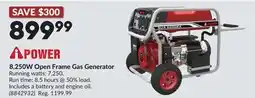 Princess Auto 8,250W Open Frame Gas Generator Running watts: 7,250 offer