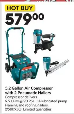Princess Auto 5.2 Gallon Air Compressor with 2 Pneumatic Nailers offer