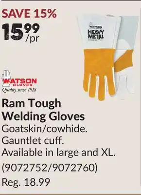 Princess Auto Ram Tough Welding Gloves offer
