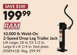 Princess Auto 10,000 lb Weld-On 2-Speed Drop Leg Trailer Jack offer