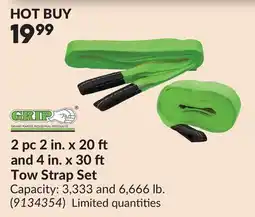 Princess Auto 2 pc 2 in. x 20 and 4 in. x 30 Tow Strap Set offer