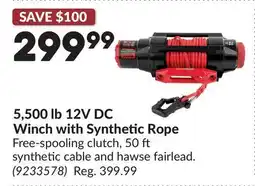 Princess Auto 5,500 lb 12V DC Winch with Synthetic Rope offer