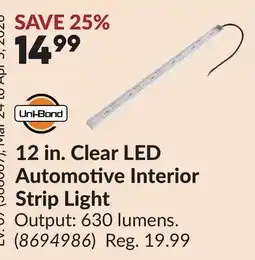 Princess Auto 12 in. Clear LED Automotive Interior Strip Light offer