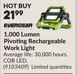 Princess Auto 1,000 Lumen Pivoting Rechargeable Work Light offer