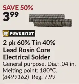 Princess Auto 2 pk 60% Tin 40% Lead Rosin Core Electrical Solder offer