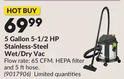 Princess Auto 5 Gallon 5-1/2 HP Stainless-Steel Wet/Dry Vac offer