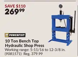 Princess Auto 10 Ton Bench Top Hydraulic Shop Press offer