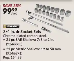 Princess Auto 3/4 in. dr Socket Sets offer