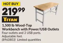 Princess Auto 1,500 lb Wood-Top Workbench with Power/USB Outlets offer