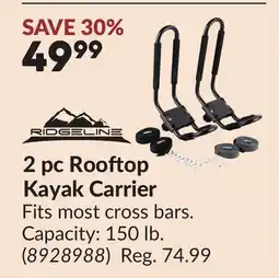 Princess Auto 2 pc Rooftop Kayak Carrier offer