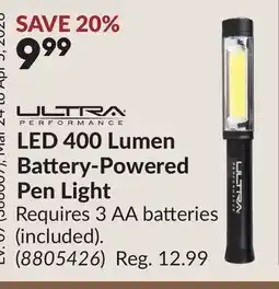 Princess Auto LED 400 Lumen Battery-Powered Pen Light offer