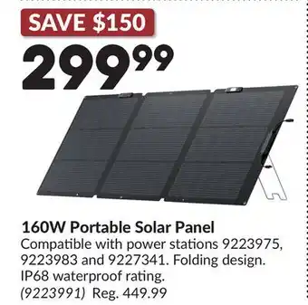 Princess Auto 160W Portable Solar Panel offer