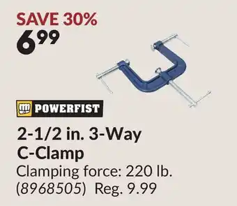 Princess Auto 2-1/2 in 3-Way C-Clamp offer