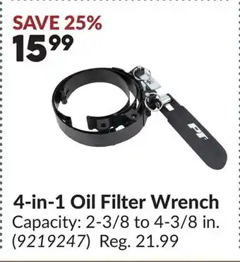 Princess Auto 4-in-1 Oil Filter Wrench offer