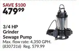 Princess Auto 3/4 HP Grinder Sewage Pump offer