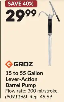Princess Auto 15 to 55 Gallon Lever-Action Barrel Pump offer