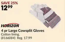 Princess Auto 4 pr Large Cowsplit Gloves offer