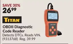 Princess Auto OBDII Diagnostic Code Reader offer