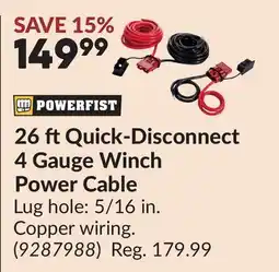 Princess Auto 26 ftQuick-Disconnect 4 Gauge Winch Power Cable offer