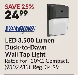 Princess Auto LED 3,500 Lumen Dusk-to-Dawn Wall Tap Light offer