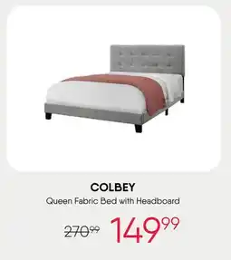 Meubles RD Colbey - Queen Linen Bed with Headboard (60) - Monarch offer