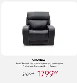 Meubles RD Orlando - Power Recliner with Adjustable Headrest, Retractable Controls and Immersive Sound System offer