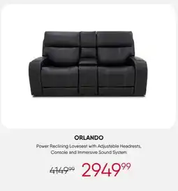 Meubles RD Orlando - Power Reclining Loveseat with Adjustable Headrests, Console and Immersive Sound System offer