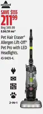 Canadian Tire BISSELL Pet Hair Eraser Allergen Lift-Off Pet Pro with LED Headlights offer