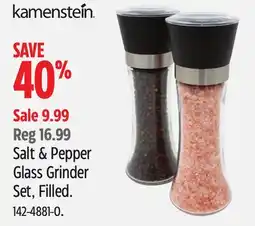 Canadian Tire Kamenstein Salt & Pepper Glass Grinder Set, Filled offer