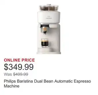 Costco Philips Baristina Dual Bean Automatic Espresso Machine offer