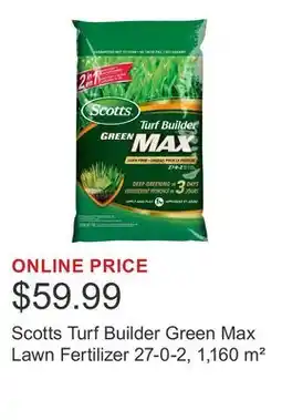 Costco Scotts Turf Builder Green Max Lawn Fertilizer 27-0-2, 1,160 m² offer
