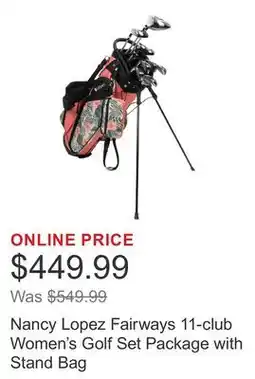 Costco Nancy Lopez Fairways 11-club Women's Golf Set Package with Stand Bag offer