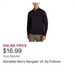 Costco Mondetta Men's Navigate 1/4 Zip Pullover offer