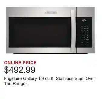 Costco Frigidaire Gallery 1.9 cu ft. Stainless Steel Over The Range Microwave with Sensor Cook, 400 CFM offer