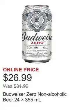 Costco Budweiser Zero Non-alcoholic Beer 24 × offer