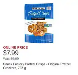 Costco Snack Factory Pretzel Crisps - Original Pretzel Crackers offer