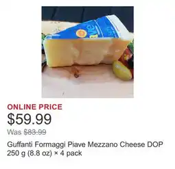 Costco Guffanti Formaggi Piave Mezzano Cheese DOP 250 g (8.8 oz) × offer