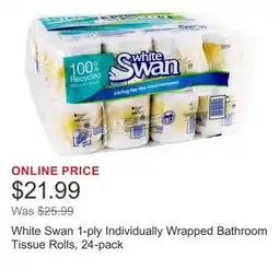 Costco White Swan 1-ply Individually Wrapped Bathroom Tissue Rolls, 24-pack offer