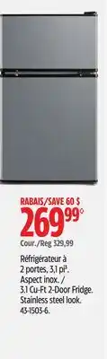 Canadian Tire Vida by PADERNO 3.1 Cu-Ft 2-Door Fridge offer