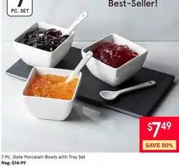 Kitchen Stuff Plus 7 Pc. Slate Porcelain Bowls with Tray Set offer