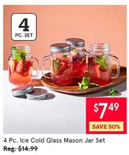 Kitchen Stuff Plus 4 Pc. Ice Cold Glass Mason Jar Set offer