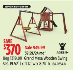 Canadian Tire Grand Mesa Wooden Swing Set. 19.52´ l x 11.12´ w x 8.74´ h offer