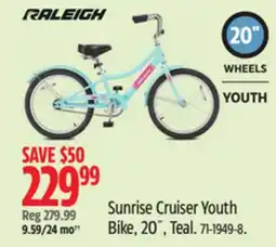 Canadian Tire Raleigh Sunrise Cruiser Youth Bike, 20˝, Teal offer