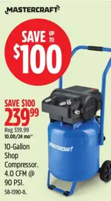 Canadian Tire 10-Gallon Shop Compressor. 4.0 CFM @ 90 PSI offer