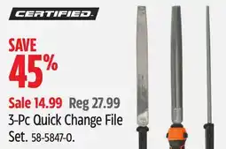 Canadian Tire Certified 3-Pc Quick Change File Set offer