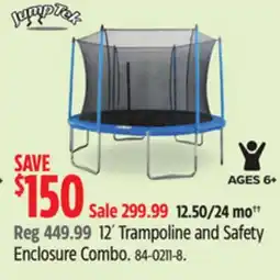 Canadian Tire JumpTek 12´ Trampoline and Safety Enclosure Combo offer