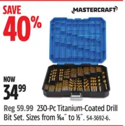 Canadian Tire MASTERCRAFT 230-Pc Titanium-Coated Drill Bit Set offer
