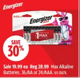 Canadian Tire Max Alkaline Batteries, 36/AA or 24/AAA offer